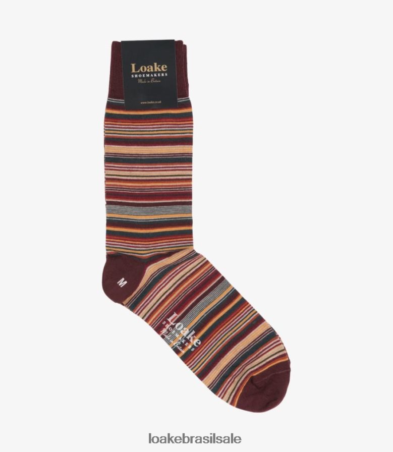 meias listradas vinhomulti cor J8F66V262 Loake acessórios